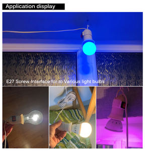 Portalámparas <span class=keywords><strong>E27</strong></span> con Cable de Alimentación, Interruptor de Botón Independiente, <span class=keywords><strong>Enchufe</strong></span> Europeo y Portalámparas de 220v con Rosca para Bombilla de Cultivo - Product Image 6