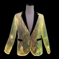Costume pour homme RICHSHINING, tendance, lumineux dans le noir, fibre optique, lumineux, lavable, costume LED pour mariage, rave party