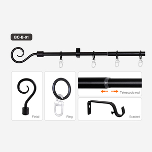 <span class=keywords><strong>Tringle</strong></span> à <span class=keywords><strong>rideau</strong></span> télescopique en acier inoxydable 13/16 mm et ensemble de tuyaux, design moderne, anti-rouille, promotion Allemagne - Product Image 3