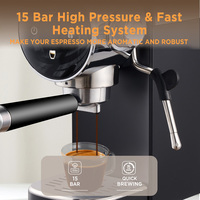 Machine à expresso tactile ronde AZ-EM1512B en promotion, machine à café semi-automatique pour la maison avec fonction pré-infusion pour les magasins physiques