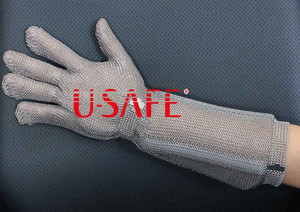 ถุงมือเก็บโซ่ถุงมือยาว15ซม. ถุงมือหั่นเนื้อสแตนเลส100% ป้องกันบาดทำงานปลอดภัย - Product Image 2