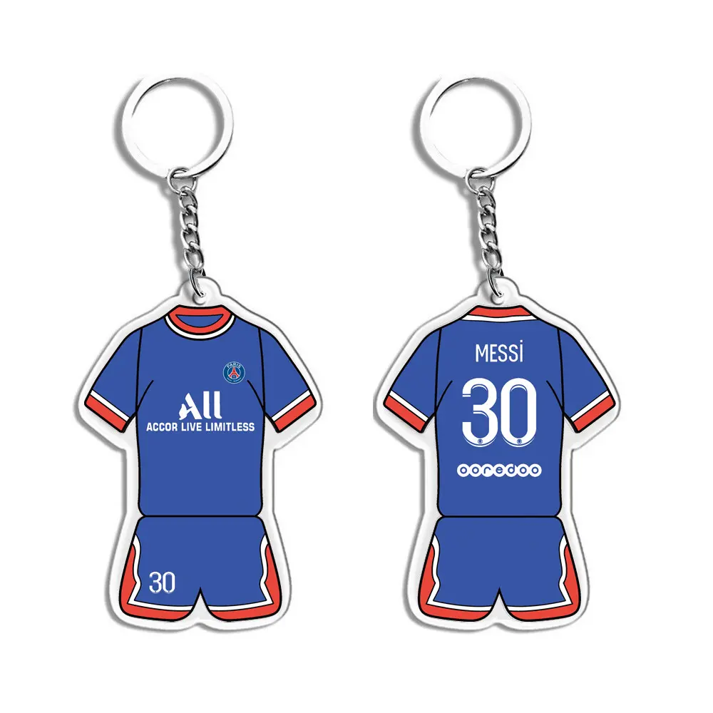 Fußball Schlüssel bund 3d Fußball Club Acryl Anhänger Metall Souvenir Fußball Fußball Star Trikot T-Shirt Schlüssel bund Sport kleines Geschenk