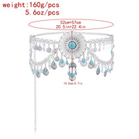 Ceinture en argent plaqué pour femmes, pièce de monnaie, chaîne de taille, ventre turque, gitane, bijoux bohème Vintage,