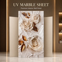 Panneau mural décoratif en PVC brillant MORLENX 3D Champagne Gold Rose UV pour hôtel de luxe, villa, intérieur