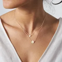 EManco - Juego de Collares con Colgantes de Discos Minimalistas y Elegantes, de Acero Inoxidable, Color Dorado, Joyería para Mujer, Regalo para el Fin de Semana o el Brunch