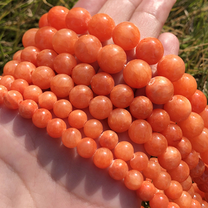 Perles en pierre de jade orange rondes en gros 6/8/10/12MM, perles lâches pour la fabrication de <span class=keywords><strong>bijoux</strong></span> DIY, <span class=keywords><strong>bracelets</strong></span> et colliers - Product Image 1