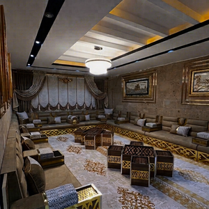 Conjunto de Sala de Estar Tradicional Árabe Majlis |   Tapicería de Tela, Plegable, Extensible, Modular, Estilo Antiguo |   Personalizable |   Envío Gratuito a Todo el Mundo - Product Image 1