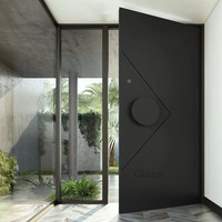 Porte gagnant Maison moderne de luxe Villa Entrée principale Porte d'entrée bois verre avec portes latérales design pivotant en bois