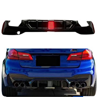 Difusor Trasero, Kit de Carrocería, Negro Brillante con Patrón de Carbono, Splitter Trasero de Competición con Luz Cuadrada para G30 G38 Serie 5