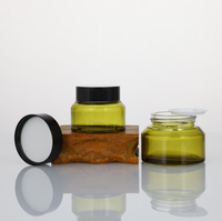 Botol Kosmetik Kaca Krim Wajah Warna Kustom Ukuran Kecil 15g 30g 50g, Botol Minyak Esensial dengan Pompa Semprot, Custom Pabrik