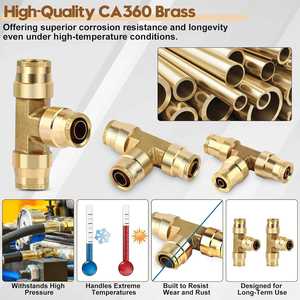 Raccords de tuyauterie en laiton ALITAIR DOT pour frein à air, raccord en T mâle à branchement rapide, raccords de tuyauterie en laiton 1/4 DOT pour conduite de frein à air - Product Image 2