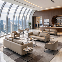 Canapé de bureau commercial DMA en gros, canapé de restaurant personnalisé en cuir PU, éponge haute densité, design complet pour projets d'aménagement intérieur