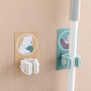 Cartoon <b>Mop</b> Clip Hook <b>Wall</b> Mounted Strong Self Adhesive Storage Organizer For Bathroom Kitchen Use - Product Image 1