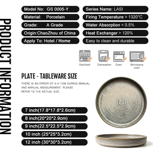 Piatto in Ceramica <span class=keywords><strong>Gialla</strong></span> Reattiva Stile Nordico con Bordo Organico Texturizzato, Piatto da Cena in Porcellana per Ristoranti, Hotel e Tavole di Alta Cucina - Product Image 6