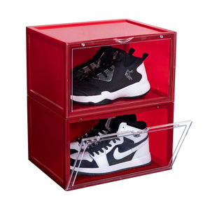 Vente en gros boîte à chaussures transparente côté ouvert transparent géant magnétique boîte à chaussures transparente 2023 boîte en plastique de rangement de chaussures chaudes - Product Image 1