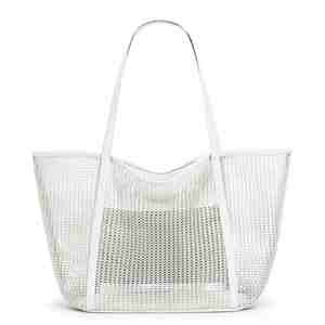 Custom Embroidery Logo Rattan Mesh Beach Bag Handmade Crochet Straw Tote Bag Women - Product Image 1