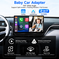 Adaptateur CarPlay sans fil 2-en-1 avec caméra de voiture pour bébé et moniteur de siège arrière pour une conduite familiale sécurisée
