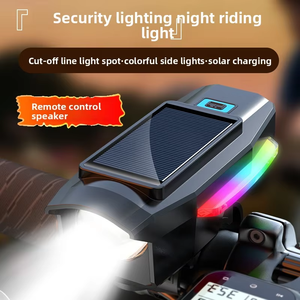 Lámpara Delantera para Bicicleta con Energía Solar, Bocina ABS, Luz Alta, Resistencia IP20, Ideal para Ciclismo de Montaña - Product Image 4