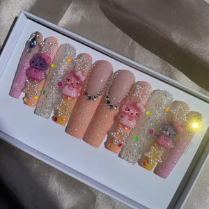 Usine en gros mode acrylique presse sur les ongles à la main mignon presse sur les ongles <span class=keywords><strong>manucure</strong></span> française sur 10 pièces avec des emballages personnalisés - Product Image 5