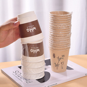 Gobelets en papier jetables avec couvercle, gobelet pour boissons chaudes, pour hôtels, maisons d'hôtes, maisons familiales, emballés individuellement, 100 pièces - Product Image 1