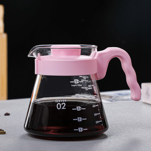 2026 New Product Ideas Colorful Glass Coffee Server Pour Over Carafe <strong>Microwave</strong> Safe 600mL Coffee Dripper Glass <strong>Kettle</strong> - Product Image 5