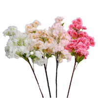 Bunga sutra bunga Sakura cabang pohon Sakura 110CM bunga Sakura putih merah muda bunga Sakura untuk hiasan Tengah pernikahan