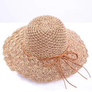 Wholesale <b>Cheap</b> Foldable <b>Bucket</b> Sun Hat Hand Woven Pineapple Pattern Paper Straw Hat for Women Lady Girl - Product Image 6