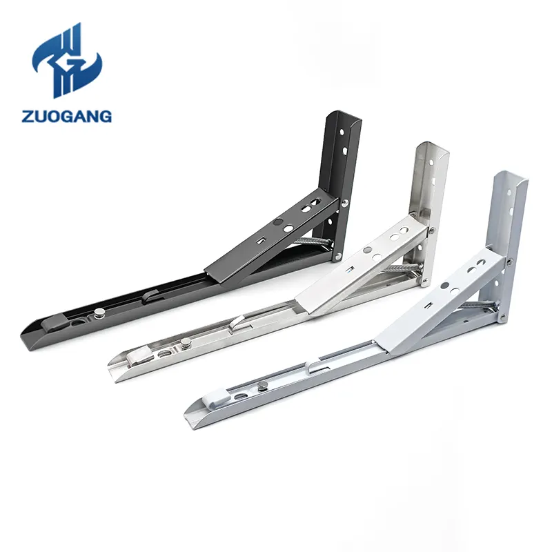 Zuogang卸売家具ハードウェア8インチTo14インチ取り付け金属壁折りたたみ棚ステンレス鋼調整可能な角度ブラケット