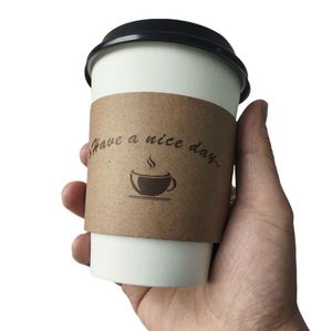 ปลอกหุ้มแก้วกาแฟกระดาษคราฟท์สีดำแบบใช้แล้วทิ้ง ป้องกันรังสียูวี เป็นมิตรกับสิ่งแวดล้อม พิมพ์โลโก้แบรนด์ตามสั่ง สำหรับเครื่องดื่มร้อนและเย็น - Product Image 6