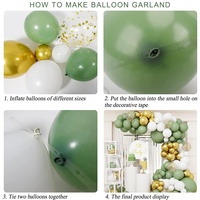 Kit de guirlandes de ballons en latex vert avocat rétro, blanc mat, chrome doré et ballons confettis dorés pour fête prénatale et anniversaire