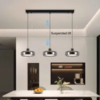 Lustre en verre linéaire de style italien moderne Éclairage minimaliste de salle à manger de luxe et de petites îles Taille de la lampe moyenne