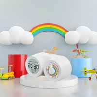 Horloge de bureau numérique à double écran avec alarme, minuteur, commande par bouton, design mignon pour table et salon