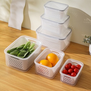 Plastic Fruit <strong>Storage</strong> Containers <strong>for</strong> <strong>Fridge</strong> with Removable Colanders Leakproof <strong>Fridge</strong> Organizers <strong>for</strong> Fruit Vegetables Meat Food - Product Image 3