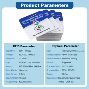 <span class=keywords><strong>Carte</strong></span> NFC RFID programmable <span class=keywords><strong>en</strong></span> acrylique imperméable avec impression personnalisée pour avis Google, 13,56 MHz, pour outil d'évaluation des magasins - Product Image 5