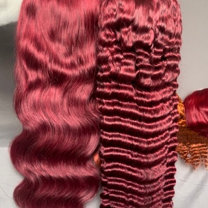 Oferta al por mayor de pelucas de cabello humano con encaje frontal transparente 13*4, en colores Borgoña, Jengibre, Rojo Cereza, con ondas corporales y ondas profundas, para mujeres negras. - Product Image 5