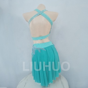 Produttori custom green lyric dance dress <span class=keywords><strong>pole</strong></span> dance gonna performance dress stage clothing - Product Image 4