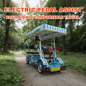 Bicicleta Cuatriciclo Eléctrica Solar con Pedaleo Asistido, 4 Ruedas, 4 Asientos, Cuadro <span class=keywords><strong>de</strong></span> Acero al Carbono, Capacidad <span class=keywords><strong>de</strong></span> Carga <span class=keywords><strong>de</strong></span> 700 kg, Bicicleta Familiar <span class=keywords><strong>de</strong></span> Ocio con Panel Solar - Product Image 5