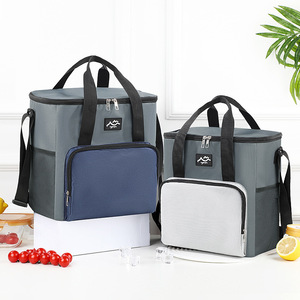 Insulated Lunch Bag 12L With Zipper <b>Pocket</b> For Office Workers Outdoor Use - Product Image 2
