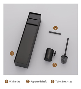 Nicchia Incassata in Acciaio Inox 304 2-in-1 con Portascopino e <span class=keywords><strong>Dispenser</strong></span> Carta Igienica Nascosti, Mobile <span class=keywords><strong>da</strong></span> Bagno a Parete - Product Image 5