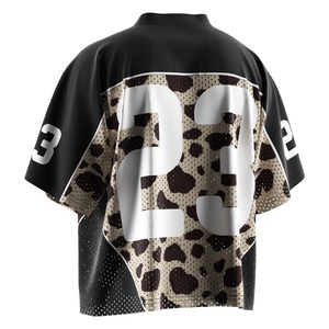 เสื้อฟุตบอลย้อนยุคสไตล์อเมริกันแบบยูนิเซ็กซ์ พร้อมแผ่นปะหมายเลขลายเสือดาวสุดคลาสสิก ผลิตจากผ้าตาข่ายแห้งเร็ว เหมาะสำหรับวันแข่งขัน - Product Image 6