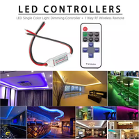 Mini controlador LED de un solo color DC 5V 12V 24V 12A atenuador y control remoto inalámbrico RF de 11 teclas para tira de luz PWM de voltaje constante 1CH