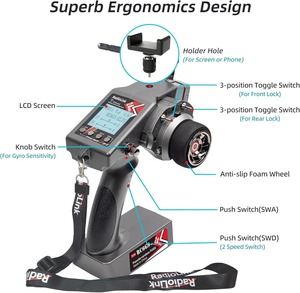 Radiolink RC6GS V3 7 canaux 2,4 GHz Émetteur radio RC avec récepteur gyroscopique R7FG 8S Télémétrie 600m pour voiture et <span class=keywords><strong>bateau</strong></span> RC - Product Image 3