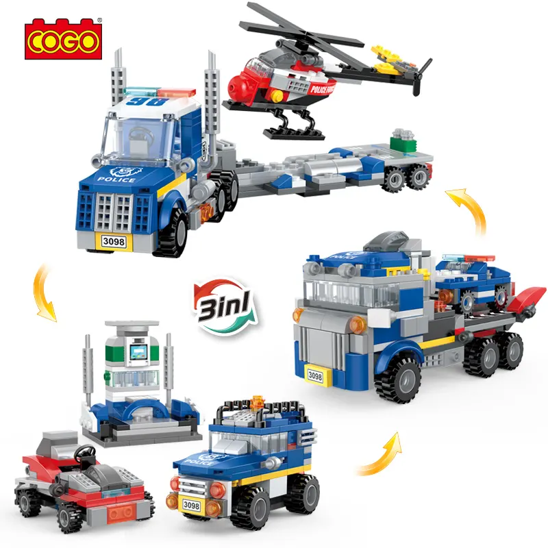 COGO Popular Toys DIY Assemble Plastic Model Block 3 In 1 Polices Car Building Blocks Sets