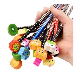 Crayons à dessin en graphite HB en bois personnalisés Kawaii avec gomme intégrée et motif hexagonal, pour usage scolaire, en lots emballés - Product Image 1