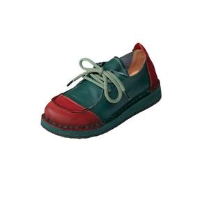 รองเท้าผู้หญิงสไตล์ชาติพันธุ์แบบใหม่สำหรับฤดูใบไม้ร่วง หนังวัวทรงหัวมน แบบผูกเชือก ส้นแบน พื้นนุ่ม สวมใส่สบาย - Product Image 5