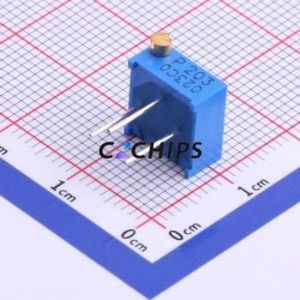 Resistencia Ajustable/Potenciómetro 3296P-1-203LF, Componente de Orificio Pasante (THT)-3P, 9.5x4.8mm, Resistencia de 20kOhm, 10%, 500mW, 100ppm ℃ - Product Image 2