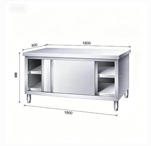 Mesa de Trabajo de Acero Inoxidable de Alta Gama para Cocina, con Doble Nivel y Puerta de Acceso, para Preparación Gastronómica en Panaderías y Servicios de Catering - Product Image 4