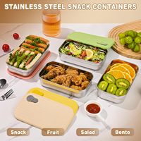 Boîtes de rangement pour aliments en acier inoxydable réutilisables de 22 oz, boîte à lunch, boîte à collation avec couvercles pour les voyages et le camping en plein air