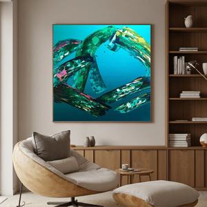 Arte al por Mayor, Pintura al Óleo Abstracta 100% Pintada a Mano, Textura de Remolino en Aguamarina, Arte Calmante sobre Lienzo, Decoración para Hogar y Hotel - Product Image 5