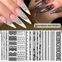Autocollants 3D pour ongles TSZS, nouveau style, motif floral en dentelle, non toxiques, autocollants de transfert adhésifs pour la décoration des ongles DIY